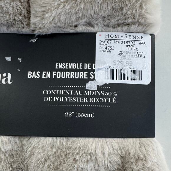 HTF Martha Stewart Home Faux Fur Stocking Set of 2 Tan/Beige 22" Christmas - Picture 3 of 7